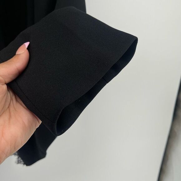 Elevenses Anthropologie Black Dimmet Drape Topper Jacket Blazer M Faux Leather - Picture 10 of 13